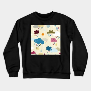 colorful clouds with raindrops Crewneck Sweatshirt